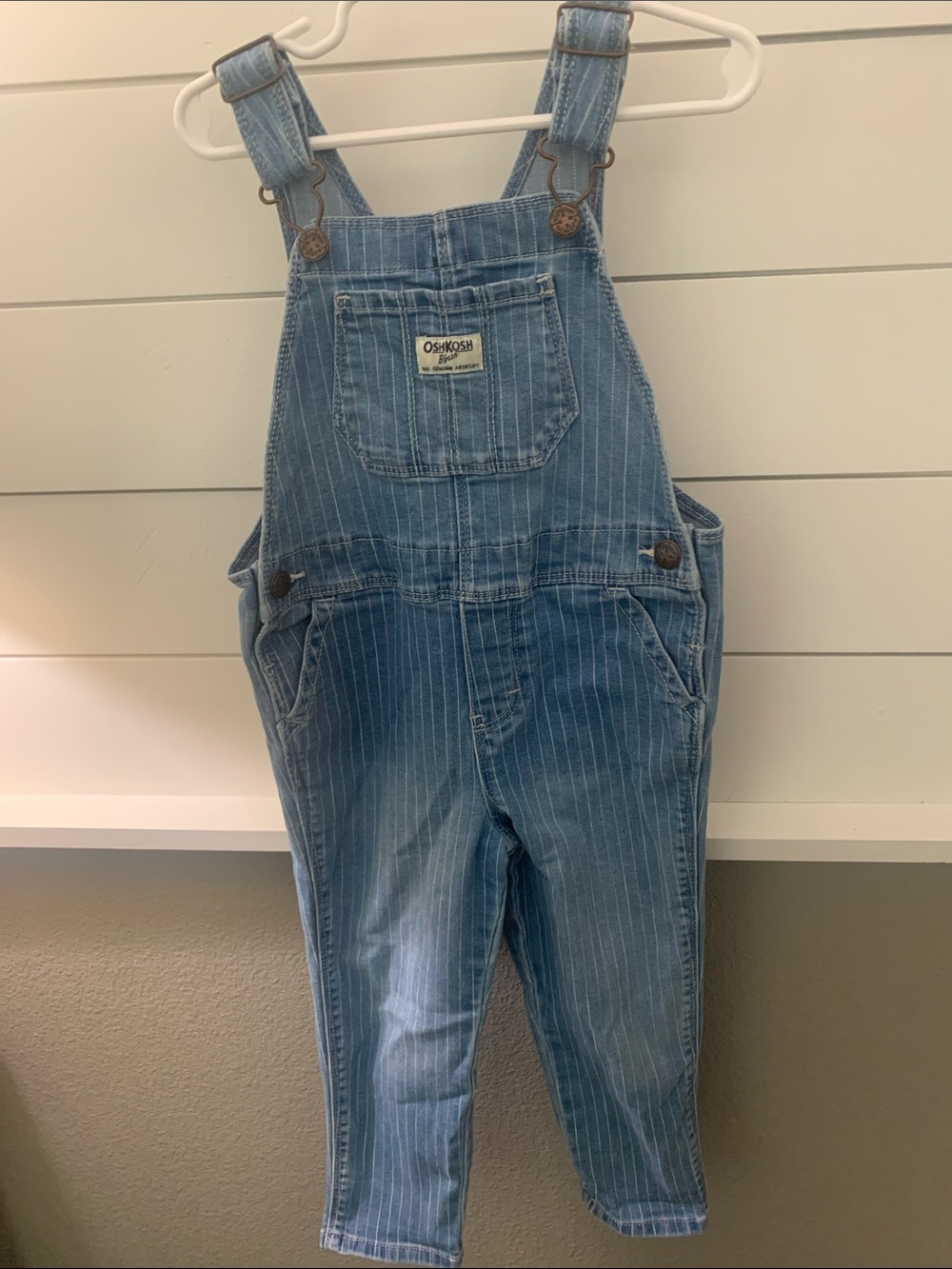 OshKosh B'gosh Blue Pinstripe Denim Overalls